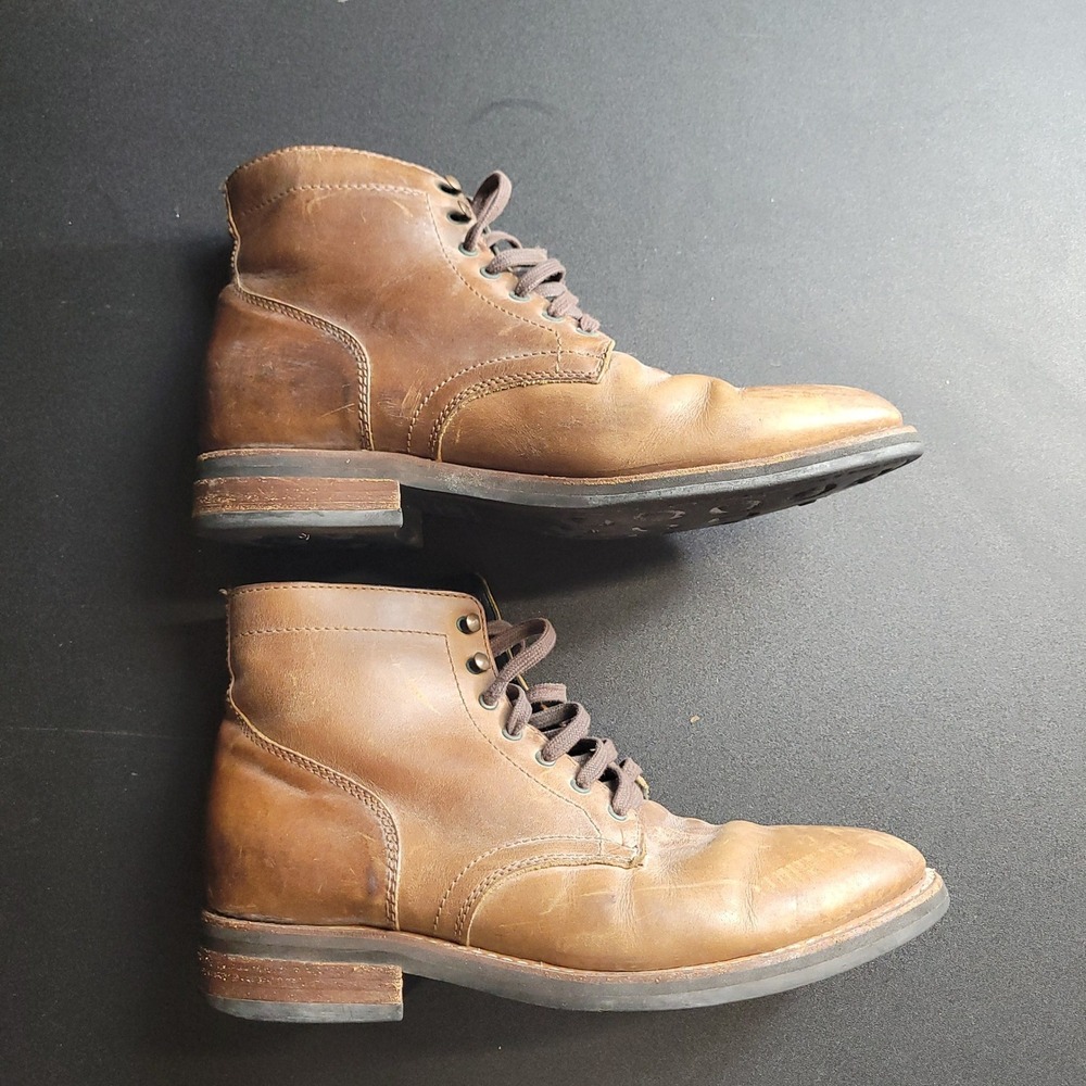 Thursday Boots Captain Lace Up Boots Men 7 Brown Leather Cap Toe Classic Natural